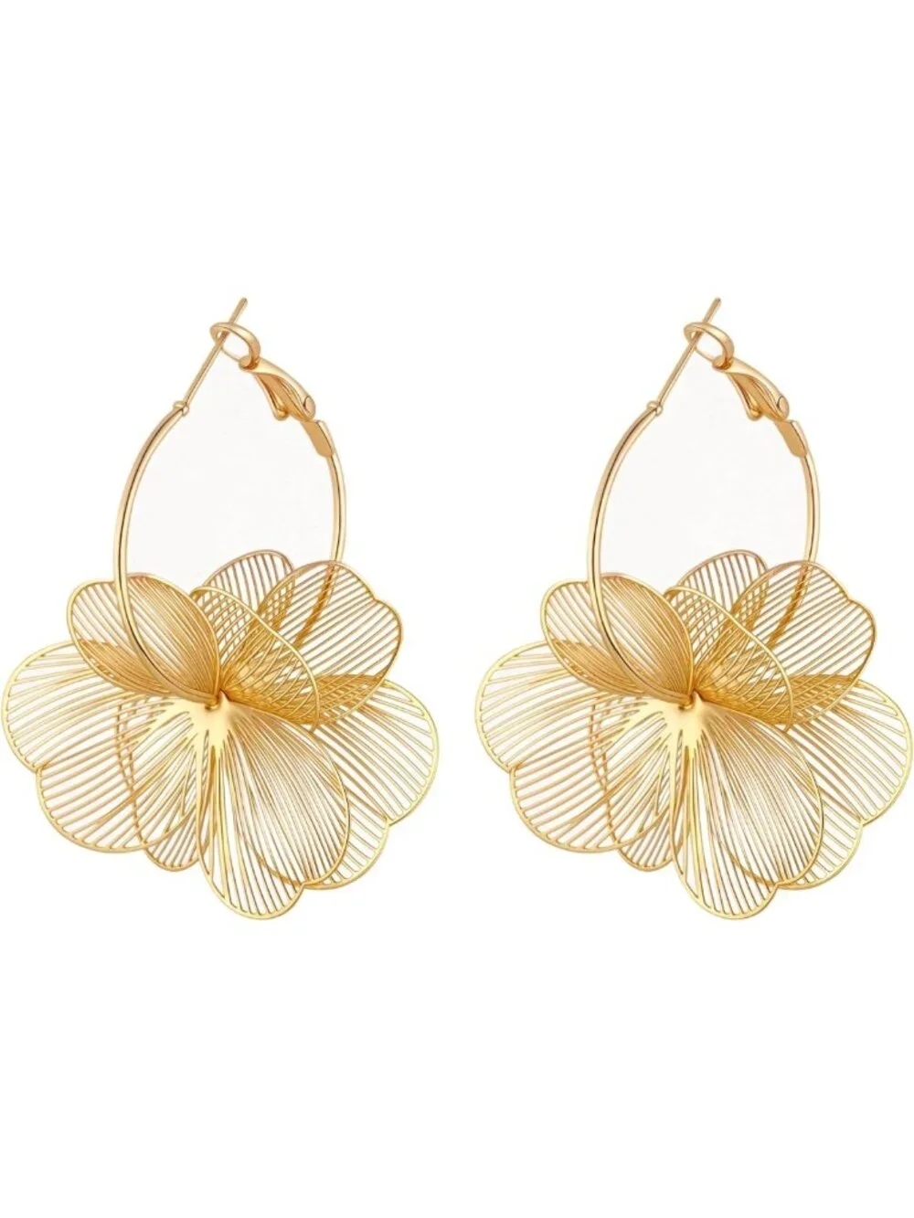 Trendy Floral Dangle Hoop Earrings for Women | Statement Drop Jewelry Accessory